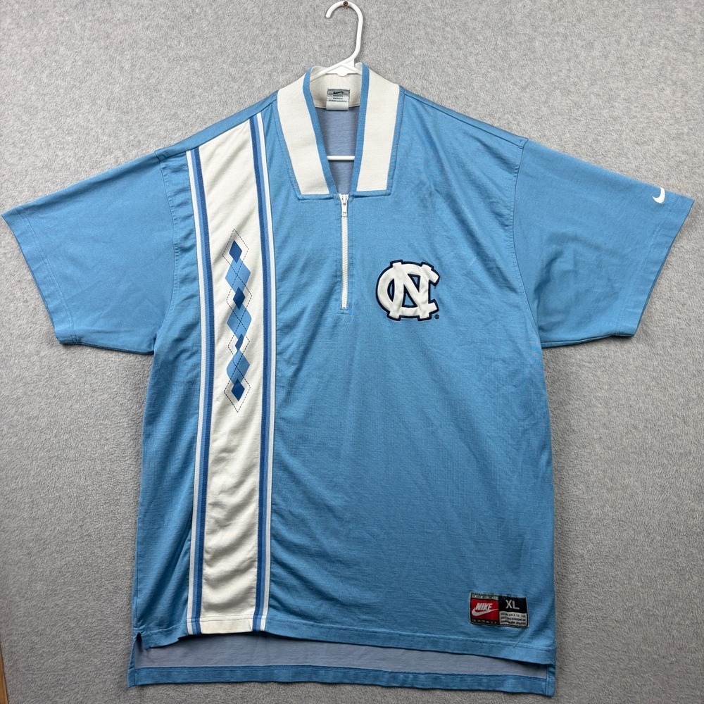Vintage 90s UNC Tar Heels Warm Up Jersey Mens XL Nike Team Sports 1/4 Zip